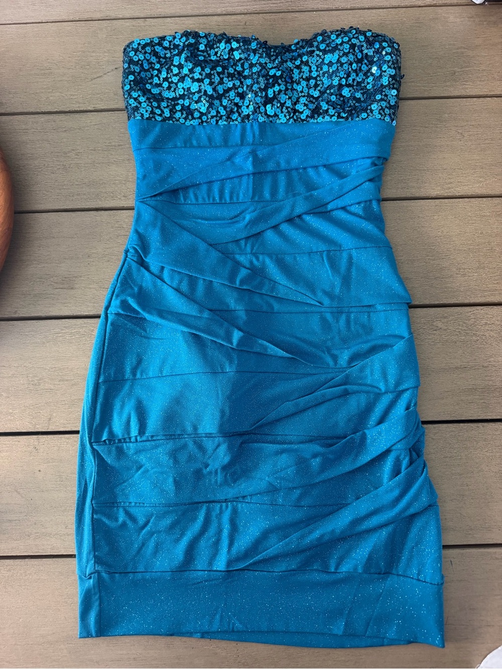 Ruby Rox Teal Strapless Sequin Bodice Party Dress